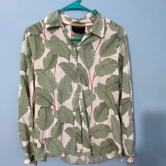 Foxcroft Tops - Foxcroft sheer leaf print shirt--Never worn!